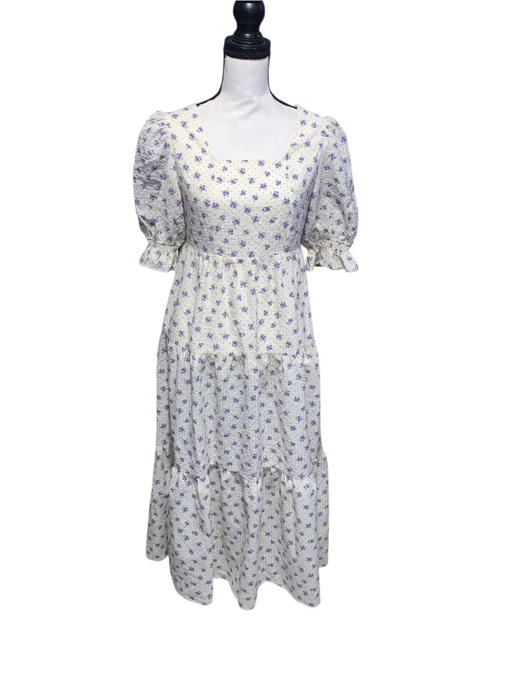 Things Between Purple Floral Smocked Ruffle Tiered Maxi Dress